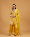 Mustard Yellow Floral Buta Jaal Patterned Palazzo Suit with Sequin Work